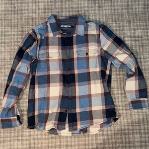 Outerknown Blue and White Plaid Casual Button Down Shirt